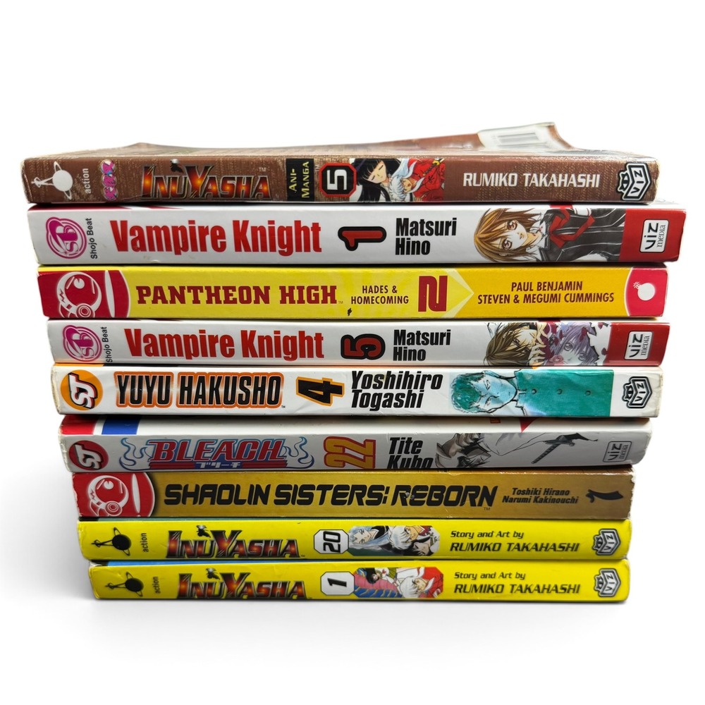 Manga Lot 9 Books Inuyasha Vampire Knight Bleach YuYu Hakusho VIZ Media